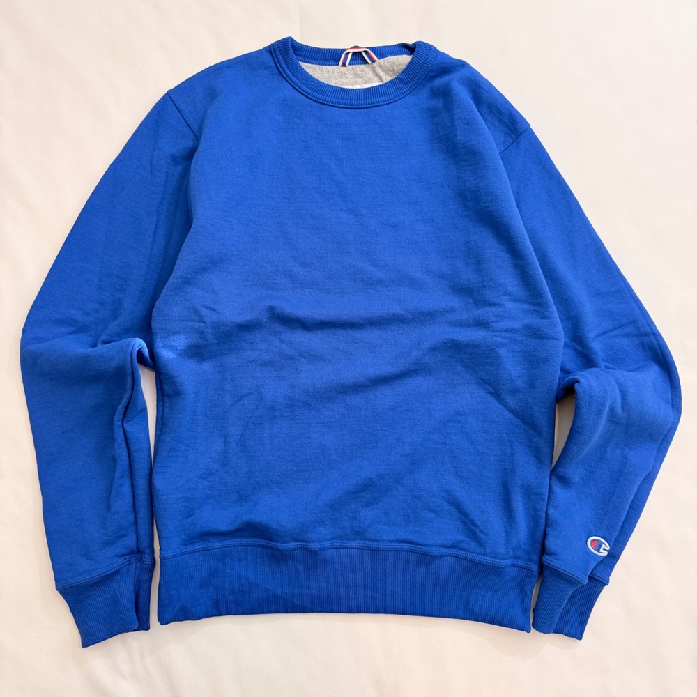 Champion Sweatshirt Mens Small Blue Crewneck Fleece Logo GF88H